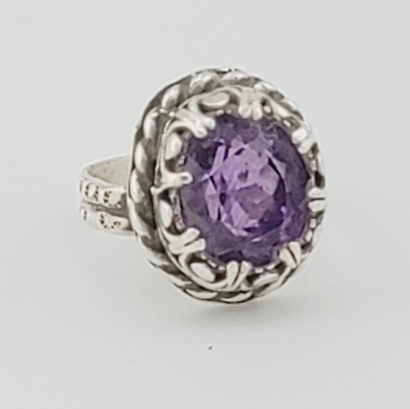 DREAMYJWLS Jewelry - AMETHYST GEMSTONE CRYSTAL VINTAGE INSPIRED RING HANDMADE STERLING SILVER SZ 8.5